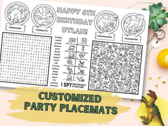 Printable Kids Party Custom Activity Mats Printable Games | Etsy