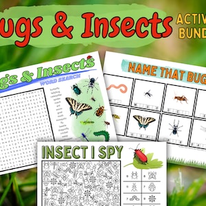 Bugs Printable Sheets | Insect Activity Pack | Bug Word Search | Bugs Coloring Pages | Nature book for kids