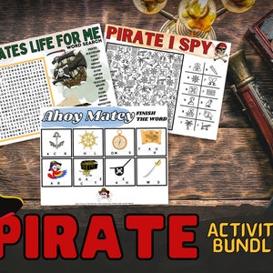 Pirate Activity Printables For Kids | Printable Activity Sheets | Pirate Word Search |  Treasure Coloring Pages | Pirate Kid Games