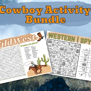 Cowboy Activity Printable For Kids |  Cowboy Printables | Western Word Search | Wild West Coloring Pages Printable | Cowboy Placemat