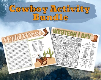 Cowboy Activity Printable For Kids |  Cowboy Printables | Western Word Search | Wild West Coloring Pages Printable | Cowboy Placemat