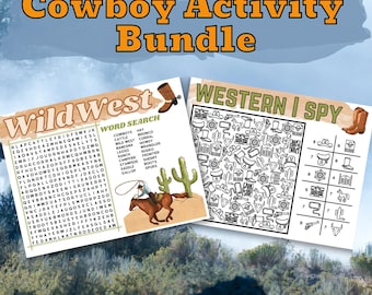 Wilde westen-activiteitenpagina's: woordzoeker cowboy, kleurplaten (pdf)