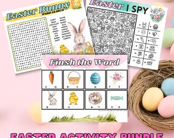 Easter Activity Pages: Bunny Games & Coloring (Printable PDF)