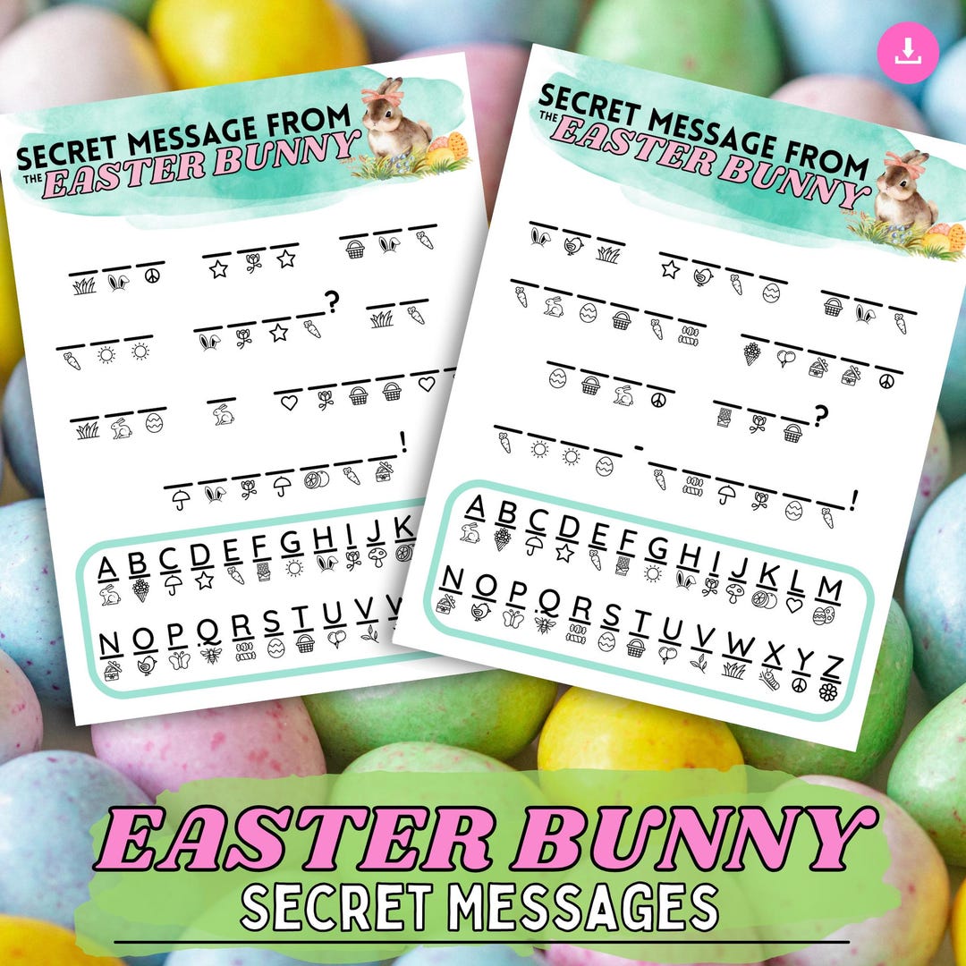 Secret Message Easter Math Worksheet Easter Bunny Secret Message Game: Printable Easter Activity (PDF) - Etsy
