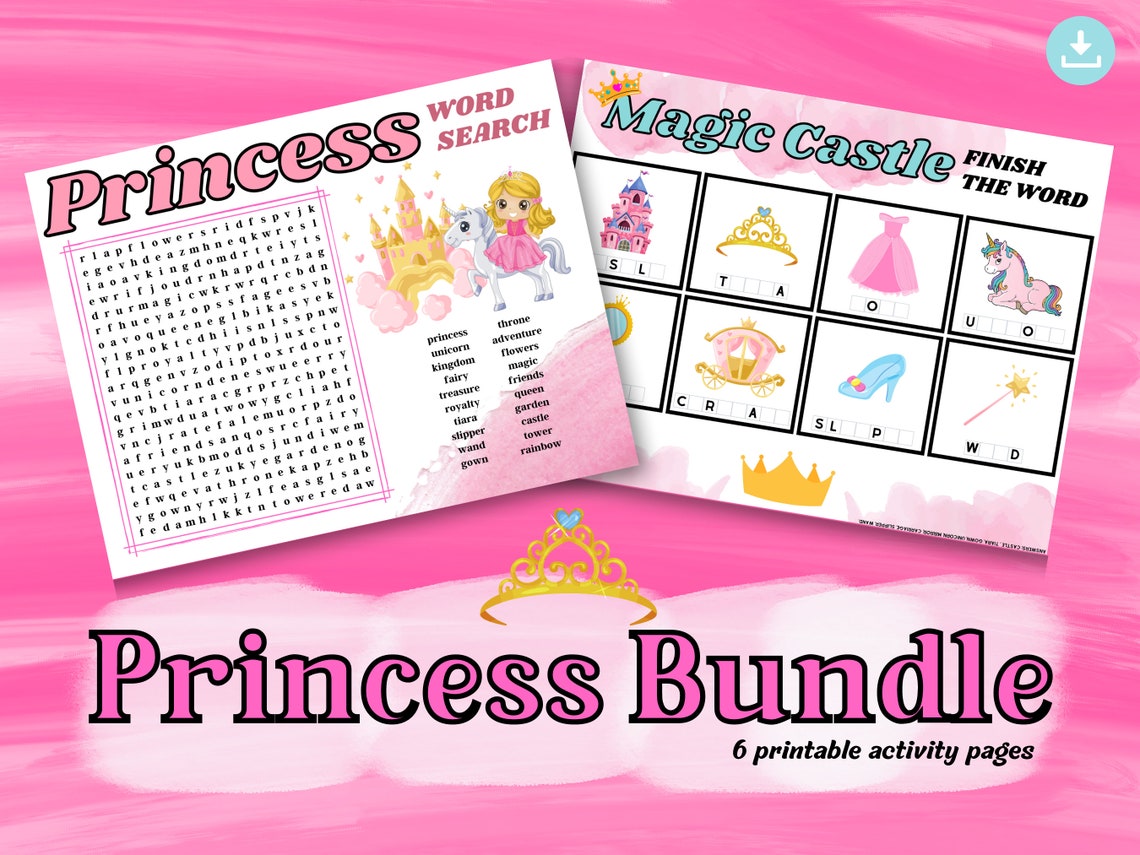 Princess Printable Party | Princess Party Activity | Princess Party Games | Princess Coloring ...