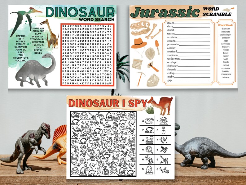 Dinosaurieaktivitetsblad: Ordsökning, Målarbilder (PDF-nedladdning) bild 3