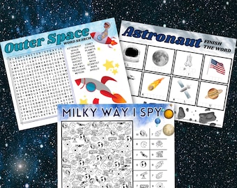 Outer Space Activity Pages: Astronaut, Planets, Galaxy (PDF)