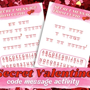 Valentijnsdag geheime gecodeerde berichten | Afdrukbare kinderen gecodeerd Valentijn | Leuke activiteit voor kinderen | Activiteit in de klas