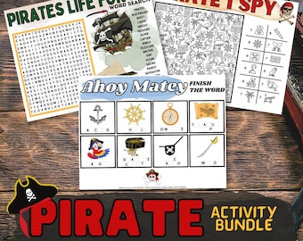 Pirataktivitetsblad: Ordsökning, Målarbilder (PDF)