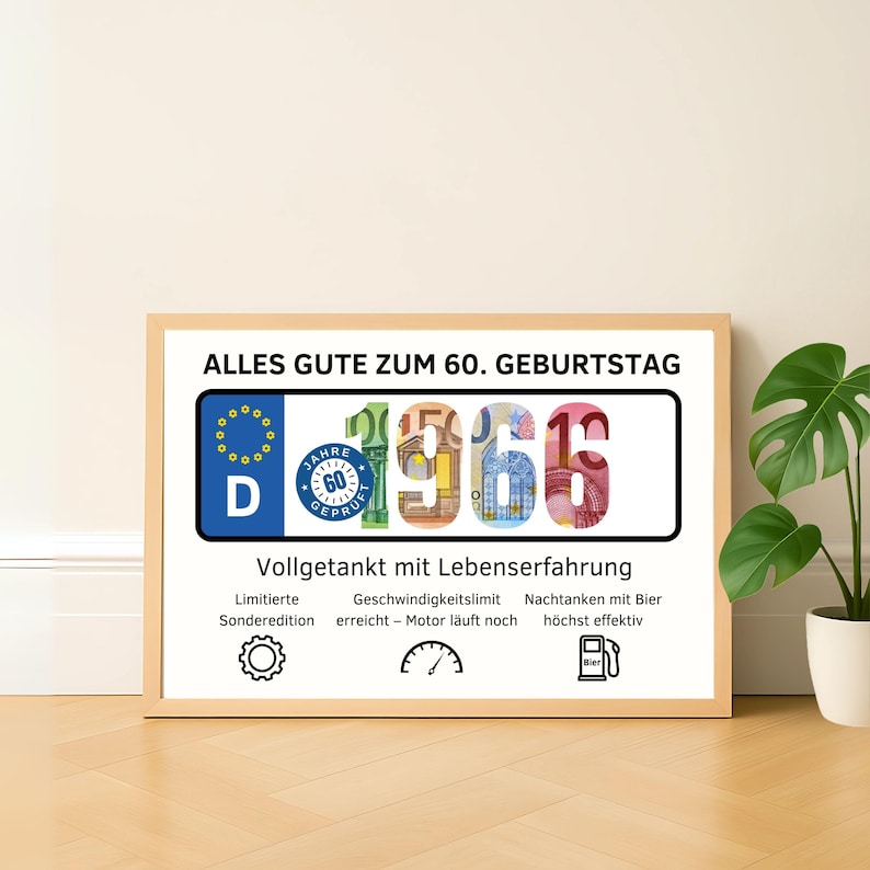 Cash gift for a 60th birthday | Funny gift for a man | DIY birthday gift | Instant PDF download image 5