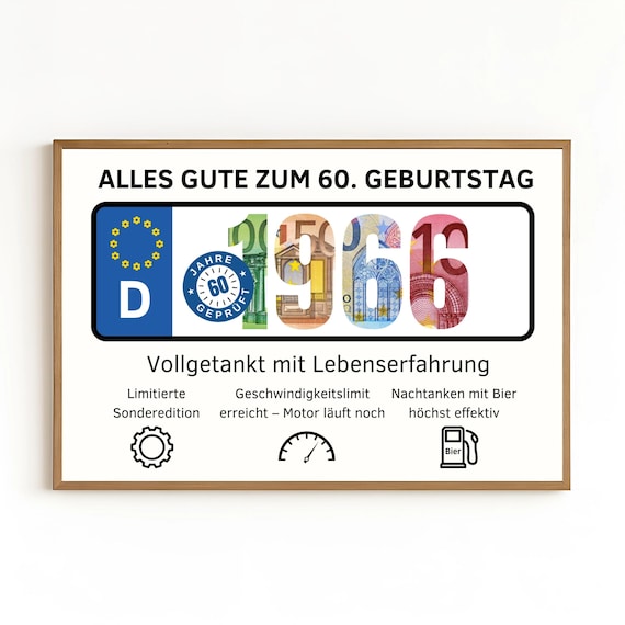 Geldgeschenk Geburtstag 60 | Lustiges Geschenk Mann | DIY Geburtstagsgeschenk | Sofort Download PDF
