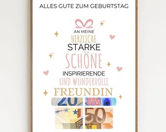 Verjaardagscadeau voor vriendin | Geldcadeau voor verjaardag & cadeauverpakking | Last-minute cadeau | Digitale download