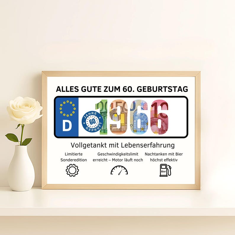 Cash gift for a 60th birthday | Funny gift for a man | DIY birthday gift | Instant PDF download image 3