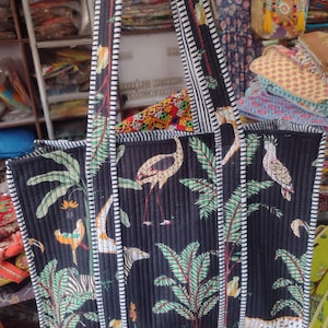 Sac fourre-tout imprimé Jaipur, sac fourre-tout imprimé jungle, sac à poignée, cartable confortable, sac pour ordinateur portable, sac universitaire, auto-tissé, à motifs, cadeau de vacances