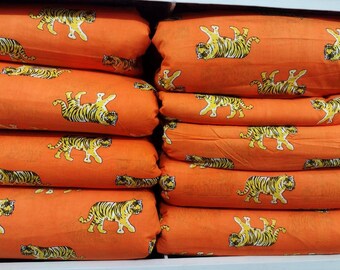 Hand Block Tiger Print Cotton Fabric: Indian Quilting Dress Material