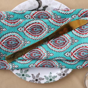 100 Blue Printed Napkins, 100% Cotton, Handmade, Reusable, Eco-Friendly, Wedding, Tablecloths, Bohemian Style.