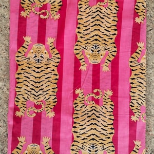 Woman Cotton Tiger Print Dress, Flared Midi, Masleen Fabric, Full Stitched image 7