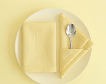 100 Stück gelbe Pastellfarben Baumwoll-Servietten: Stonewashed, mittelschwere Tischdekoration