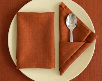 100pcs Burnt Orange  Color Cotton Napkins: Stonewashed, Medium Weight Table Decor