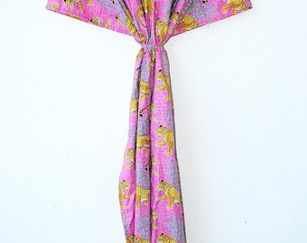Hand Block Print Cotton Kaftan Dress: Indian Beach Cover Up