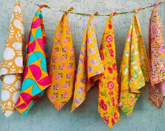 Servilletas de algodón con estampado a mano, servilletas de cóctel bohemias, juego de 50