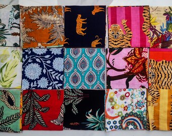 Piezas de tela de algodón cortadas para coser, acolchar y hacer patchwork. Piezas surtidas.