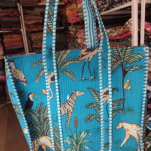 Sac fourre-tout à imprimé jungle indienne, sac à poignée, cartable confortable, sac pour ordinateur portable, sac universitaire, auto tissé, à motifs, cadeau de vacances