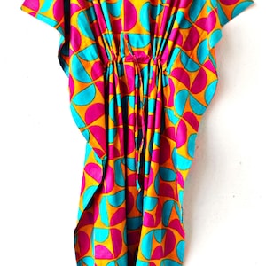 Floral Cotton Kaftan Dress: Indian Block Print Beach Cover-Up