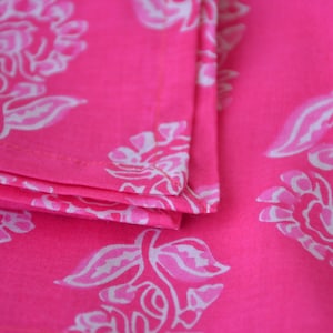 Pink Flower  Cotton Napkin, Beautiful hand block Napkins, Wedding Napkin,Party Napkin, Cotton Napkin,Handmade Cotton Napkin,Baby Pink Napkin