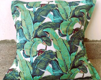 Floral Print Cotton Cushion Cover: Handmade Tropical Decor, Set of 2