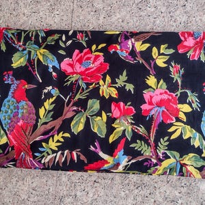 Black Floral Cotton Sarong: Jungle Print Beach Wrap