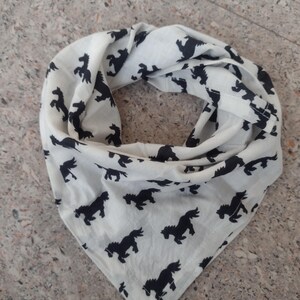 Organic Cotton Bandana Scarf: Hand-Printed Horse Design