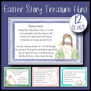 Religious Easter Treasure Hunt: Jesus&#39; Life Story, 12 Clues