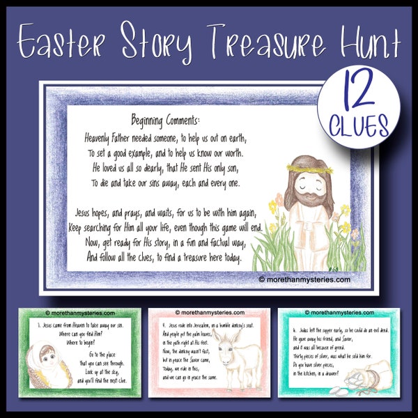 Religious Easter Treasure Hunt - Teach story of Jesus and His resurrection in a fun way, as clues give a short timeline of Savior's life!