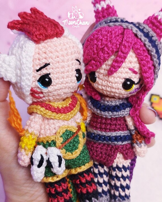 Mini Xayah & Rakan Amigurumi Doll Crochet Pattern - PDF - Etsy