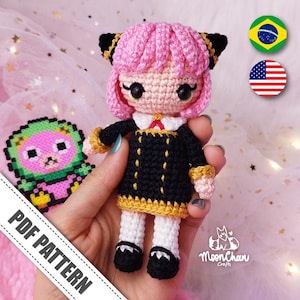 Mini Anya Amigurumi Doll Crochet Pattern - PDF