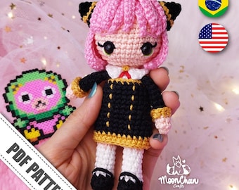 Mini Anya Amigurumi Doll Crochet Pattern - PDF