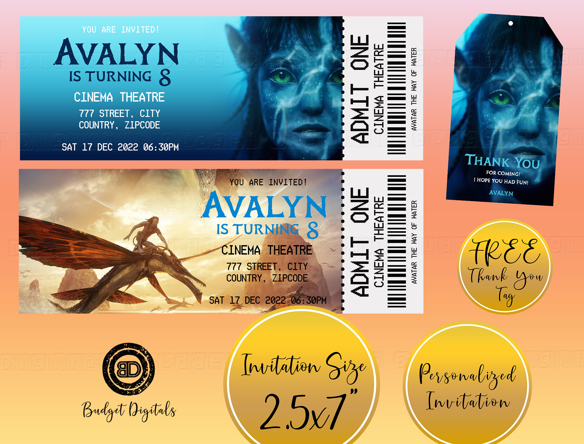 Avatar the Way of Water Birthday Invitation, Avatar the Way of Water ...