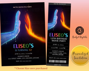 ELEMENTAL Birthday Invitation, ELEMENTAL Invite, Elemental Party Invitation, Elemental Party, Elemental Ticket, Elemental Movie Invite