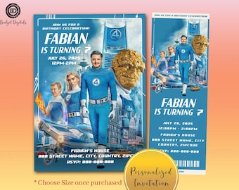 Fantastic Four First Steps Birthday Invitation, Fantastic Four First Steps Movie Ticket, Fantastic Four First Steps 2025 Digital Invitation