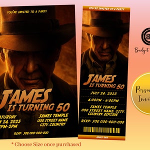 Indiana Jones und das Zifferblatt des Schicksals-Geburtstags-Einladung, Indiana Jones Film einladen, Indiana Jones Party-Einladung, Indiana Jones Party,