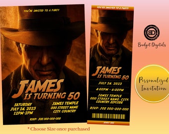 Indiana Jones and the Dial of Destiny Birthday Invitation, Indiana Jones Movie Invite, Indiana Jones Party Invitation, Indiana Jones Party,