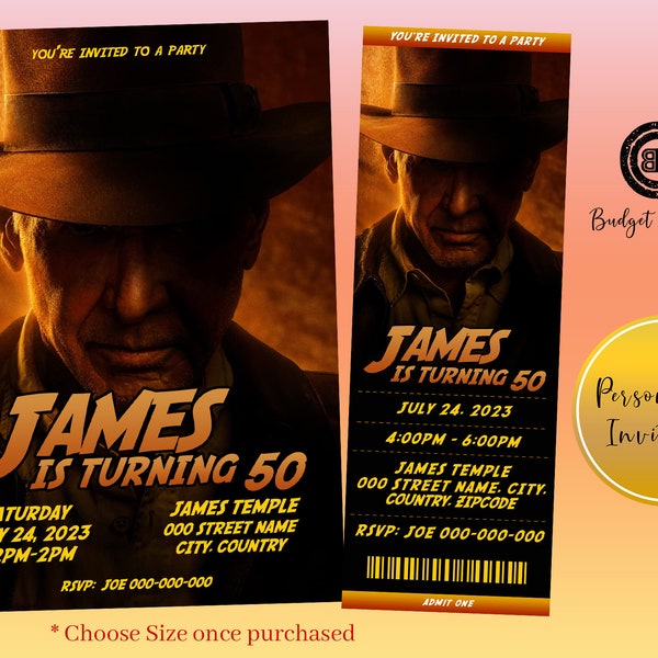 Indiana Jones and the Dial of Destiny Birthday Invitation, Indiana Jones Movie Invite, Indiana Jones Party Invitation, Indiana Jones Party,