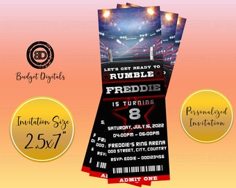Wrestling Geburtstagseinladung, Wrestling einladen, Wrestling Party Einladung, Wrestling Party, Wrestling Ticket, Wrestling Party einladen