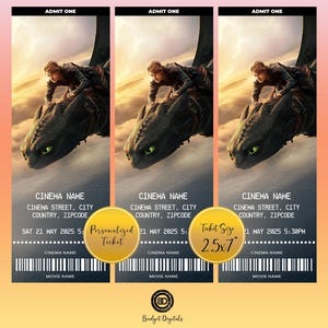 How to Train your Dragon Movie Ticket, How to Train your Dragon Digital Ticket, How to Train your Dragon Printable Ticket, Admission Ticket