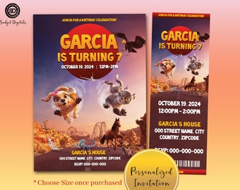 Gracie and Pedro Pets to the Rescue Birthday Invitation, Gracie and Pedro Pets to the Rescue Movie Ticket, Gracie & Pedro Pets to the Rescue