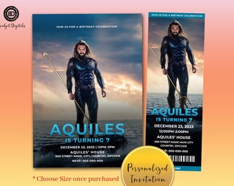 Aquaman and the Lost Kingdom Birthday Invitation, Aquaman and the Lost Kingdom Ticket Invitation, Aquaman Invitation, Aquaman Ticket Invite