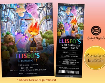 ELEMENTAL Birthday Invitation, ELEMENTAL Invite, Elemental Party Invitation, Elemental Party, Elemental Ticket, Elemental Movie Invite