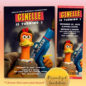 Chicken Run Dawn of the Nugget Birthday Invitation, Chicken Run Dawn of the Nugget Ticket Invitation, Chicken Run Invitation, Chicken Ticket