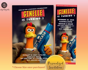 Chicken Run Dawn of the Nugget Birthday Invitation, Chicken Run Dawn of the Nugget Ticket Invitation, Chicken Run Invitation, Chicken Ticket